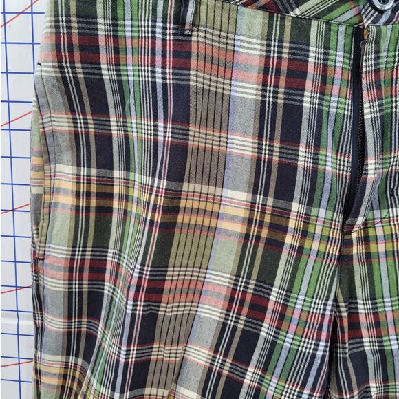 Canterbury of New Zealand Plaid Linen Mens Shorts Brown Green Drawstring Zip - Picture 9 of 14